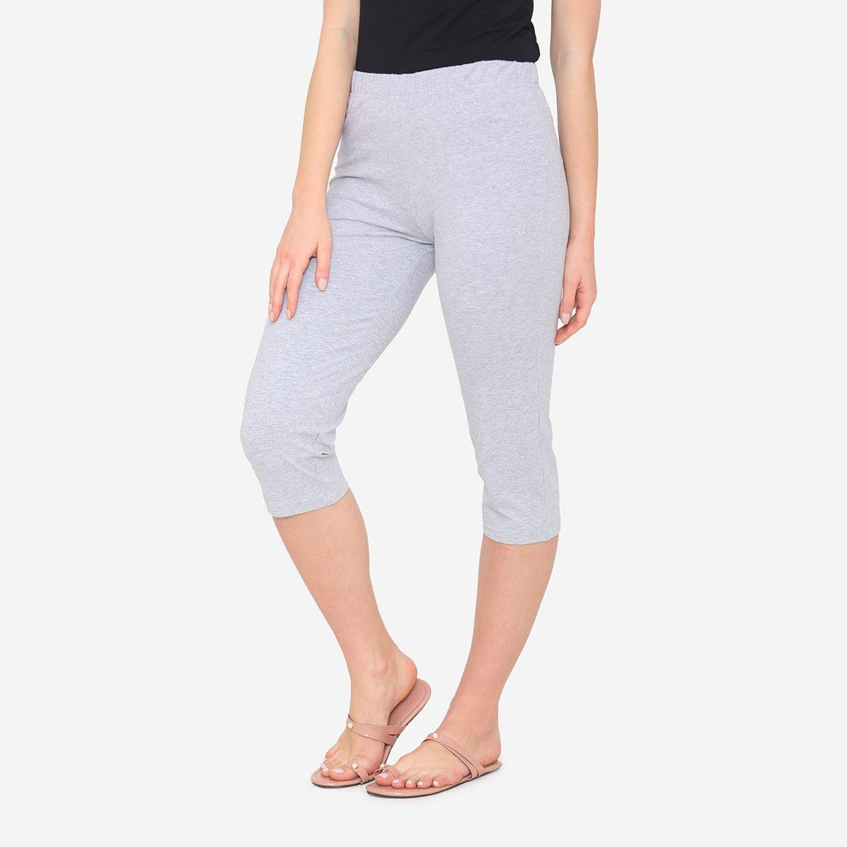 Women's Plain Knitted Capri - Purple – BONJOUR