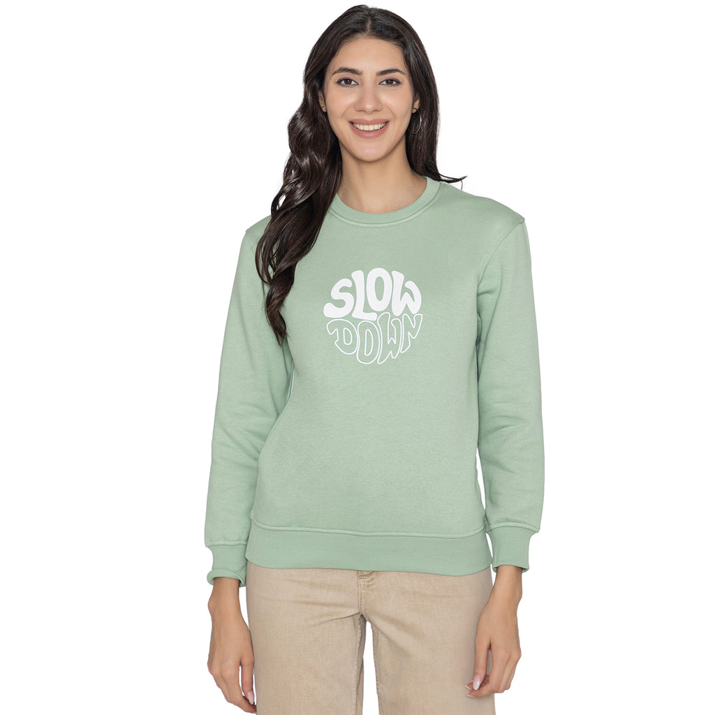 Women's  Full Sleeve Round Neck Sweatshirt - Green