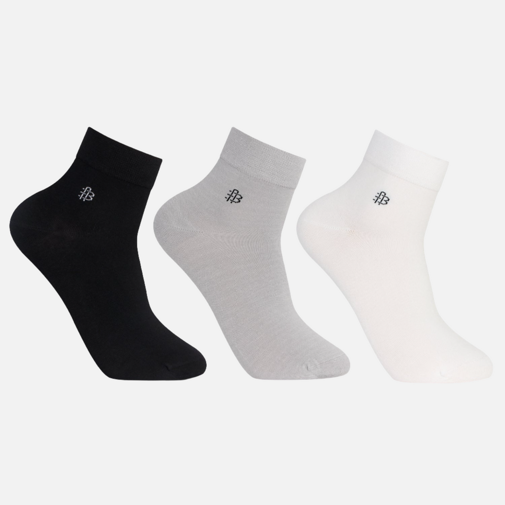 Bamboo Plain Ankle Socks for Men - Pack of 3