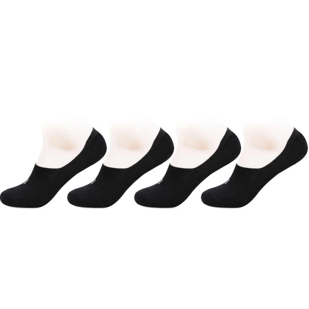 Unisex Cotton Footlets Socks In Black -Pack Of 4