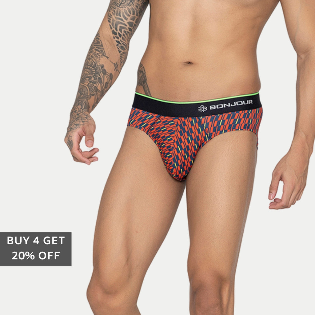 Men's Inner Supersoft Printed Modal Cotton Briefs - Single Pack | Red