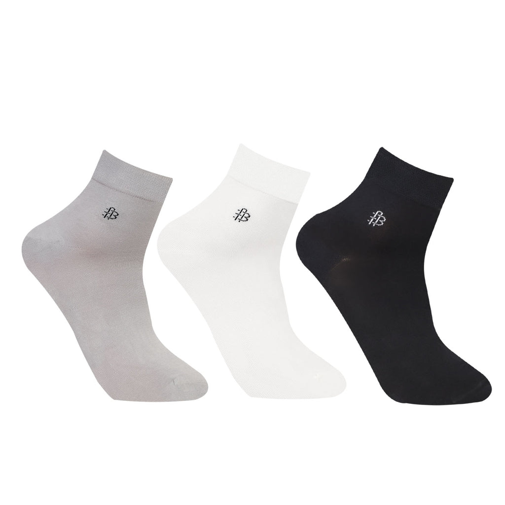 Bamboo Plain Ankle Socks for Men - Pack of 3