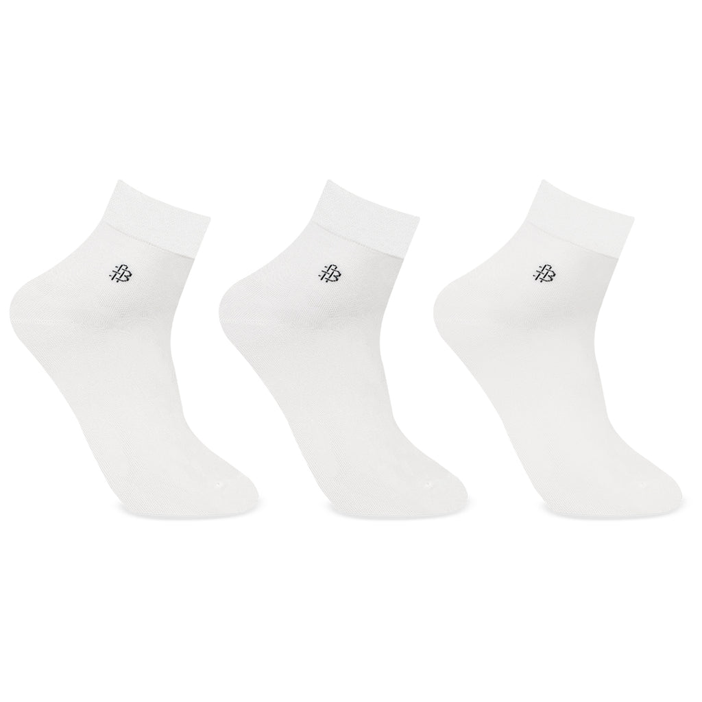 Classic Ivory Bamboo Ankle Socks - Pack of 3