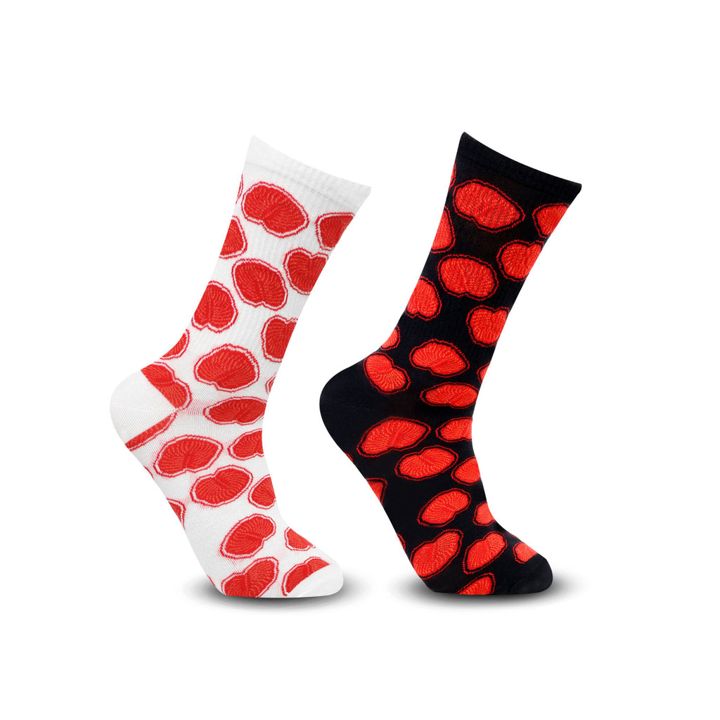 Couple Crew Length Socks White & Black