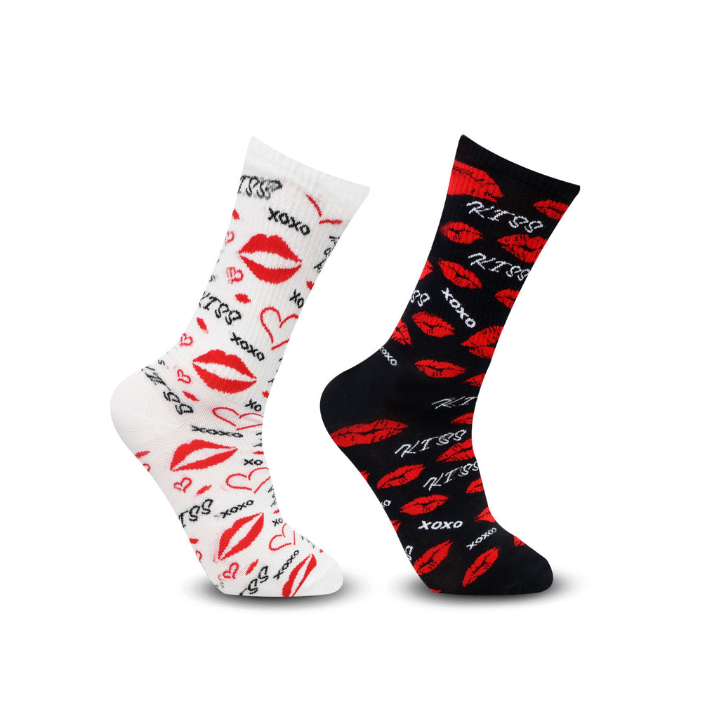 Couple Crew Length Socks White & Black