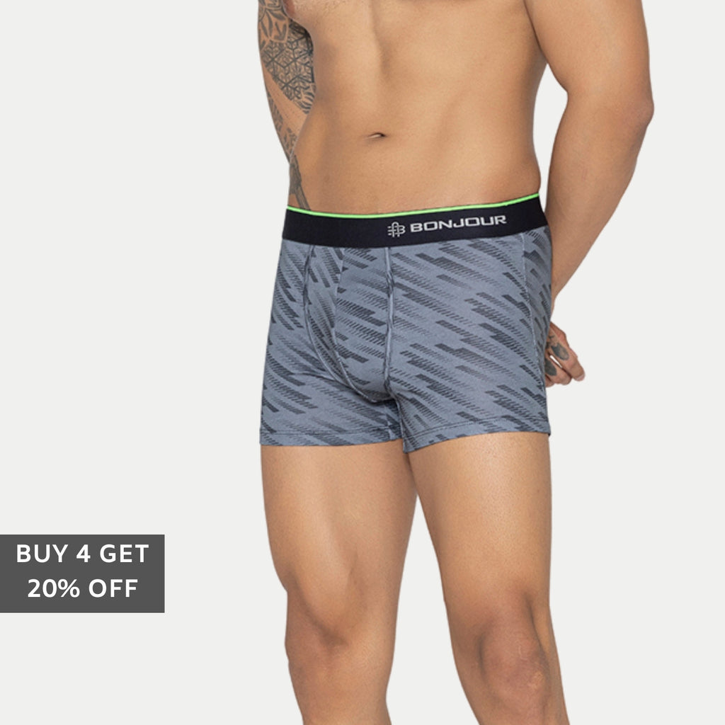 Men's Graphic Print Modal Cotton Trunks - Single Pack | Light Grey