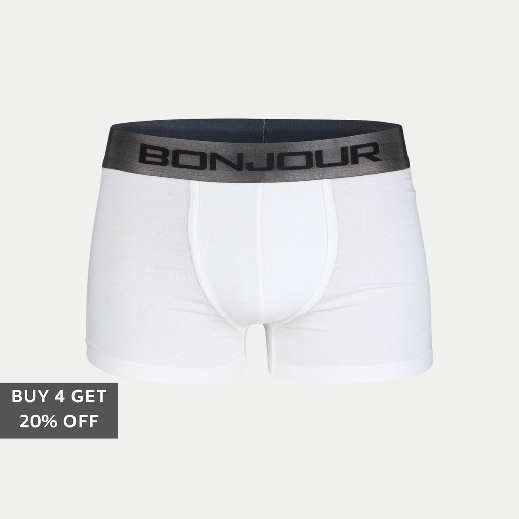 Men's Mid-Rise Premia Cotton Trunk With Elasticated Band - White