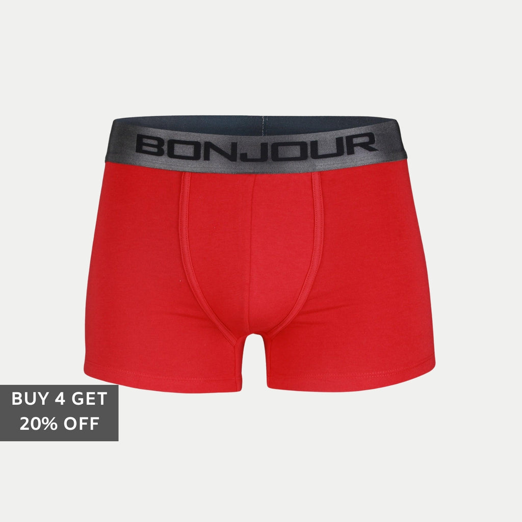 Men's Mid-Rise Premia Cotton Trunk With Elasticated Band - Red