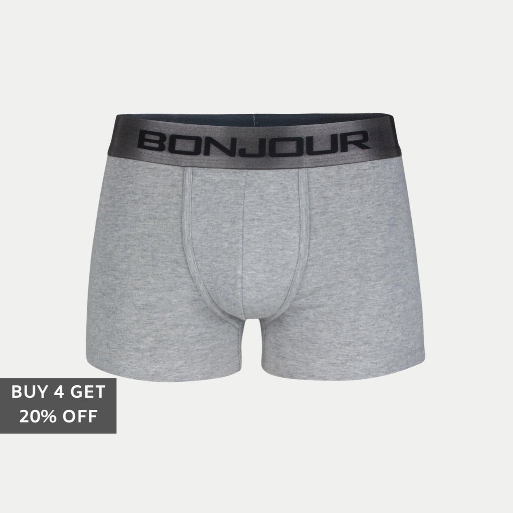 Men's Mid-Rise Premia Cotton Trunk With Elasticated Band - Light Grey