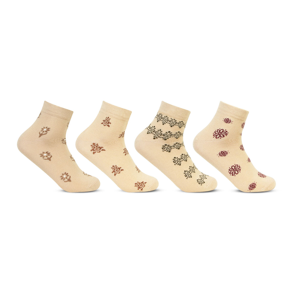 Designer Fancy Ankle Socks for Women - Skin