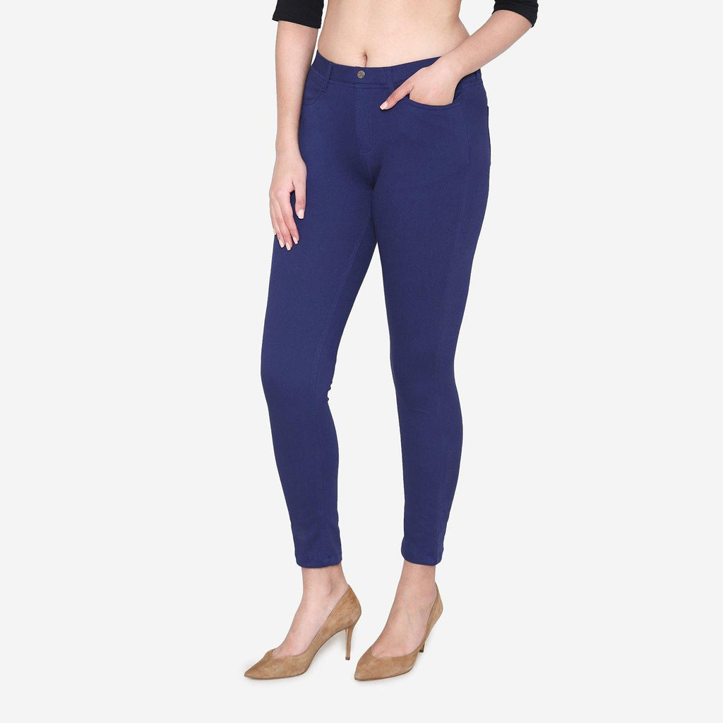 Vami Women's  Cotton Stretchable Jeggings - Ink Blue - Bonjour Group