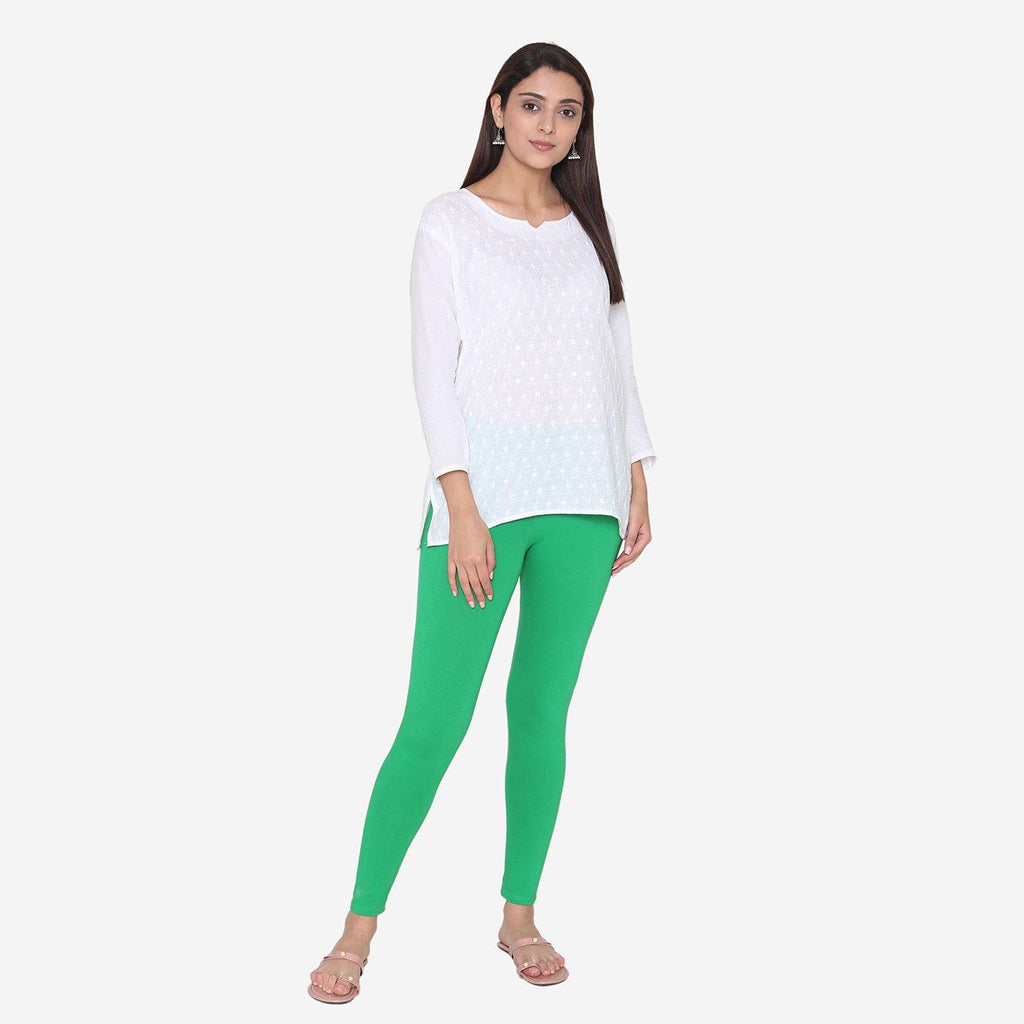 Generic Women's Cotton Leggings (Color:Light Green )-PID37627