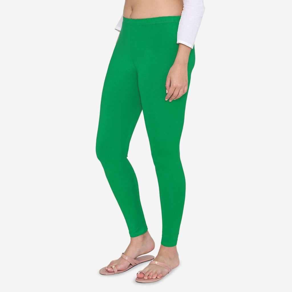 Lux Lyra Parrot Green Free Size Ankle Leggings Pack of 3