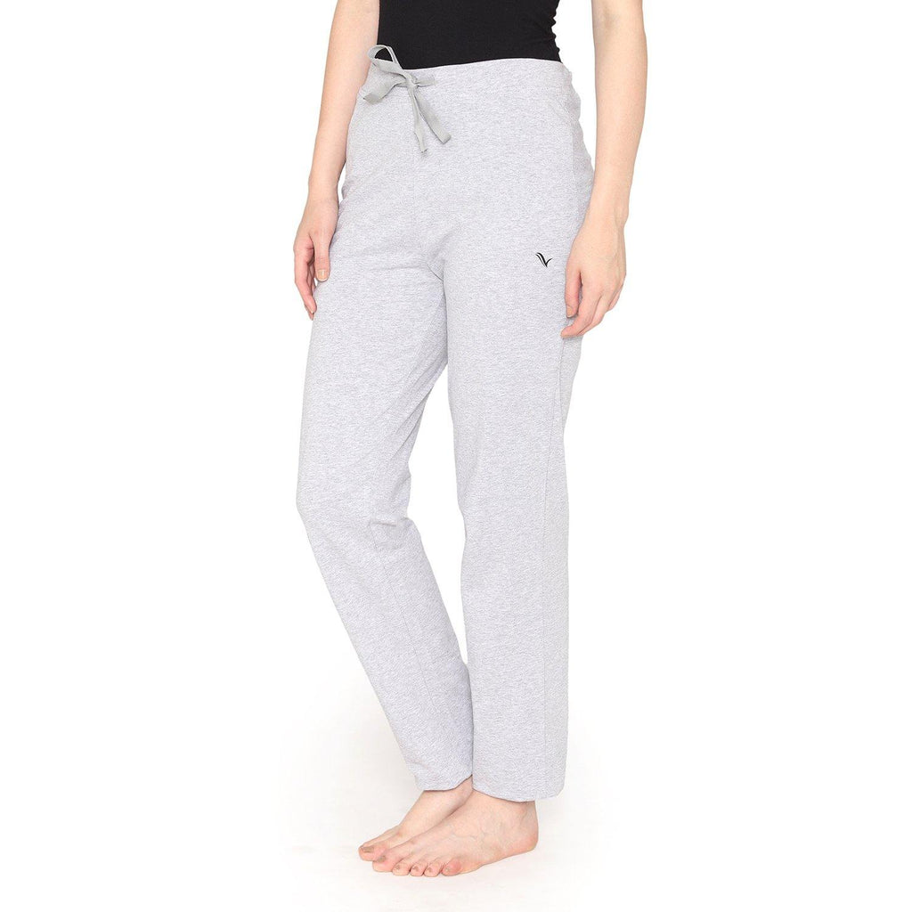 Vami Plain Cotton Rich Relax Lower For Women - Light Grey - Bonjour Group