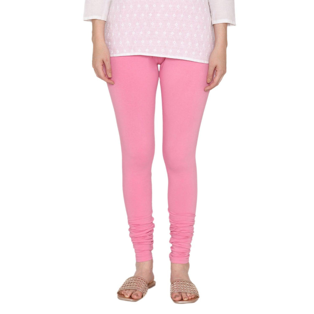 Buy Co Colors Women Baby Pink Cotton Churidar Leggings Online at