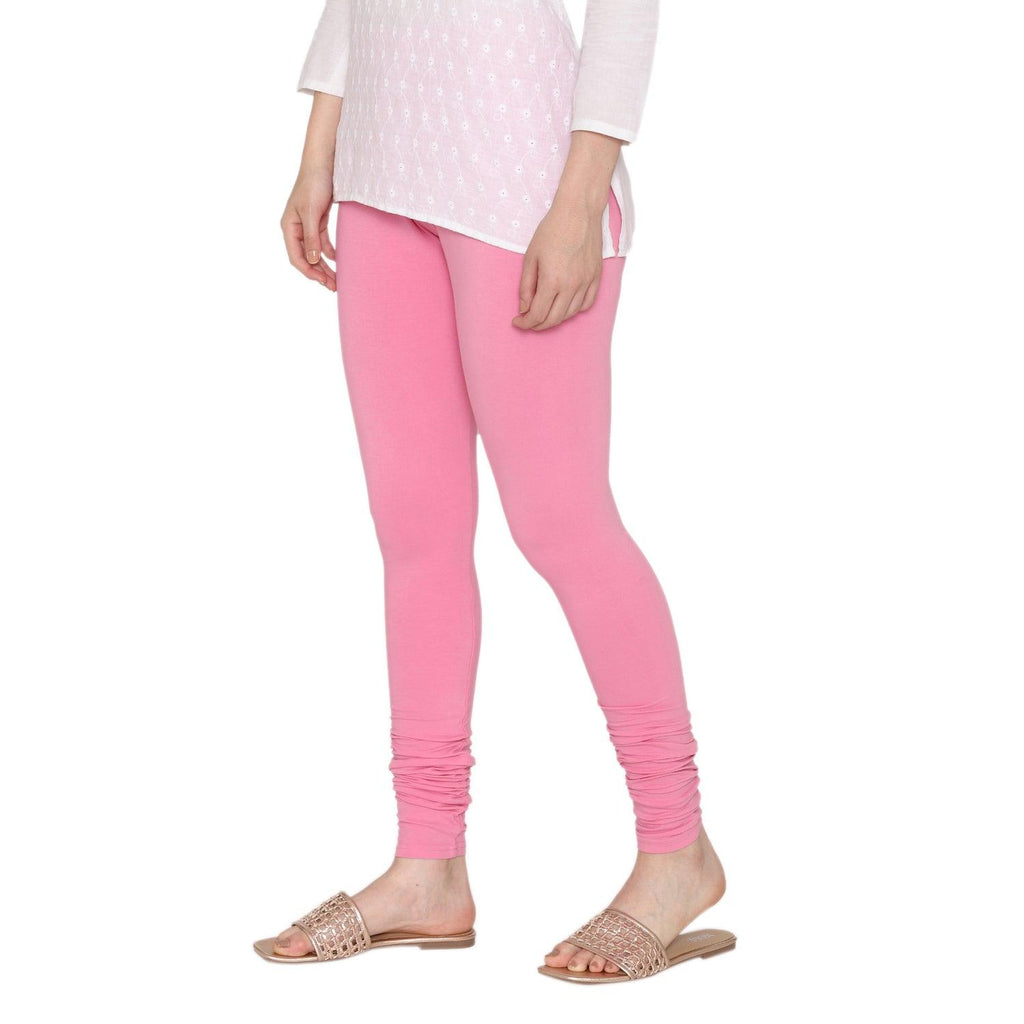 Vami Women's Cotton Stretchable Churidar Legging - Light Pink