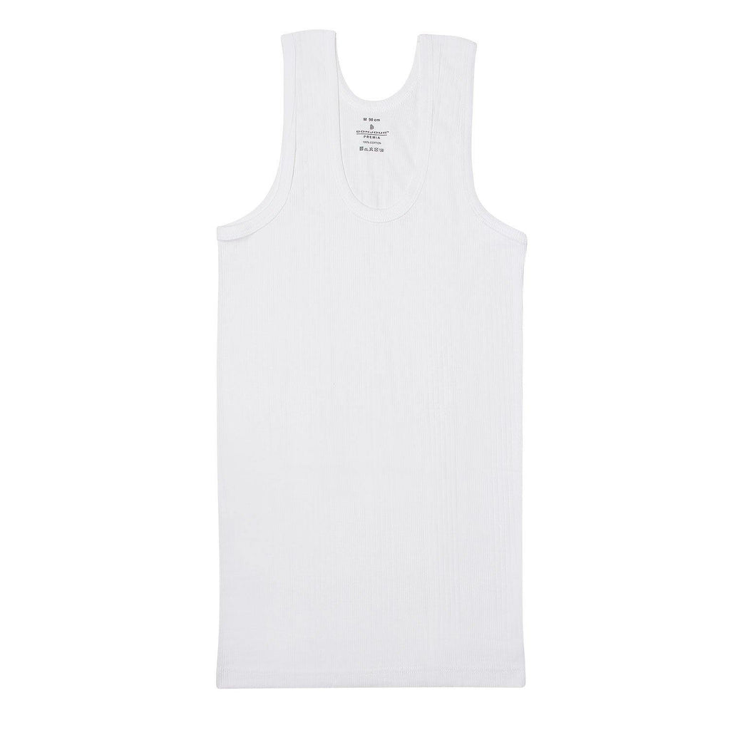 Men's Cotton Ribbed Sleeveless White Vest - Stretch-fit – BONJOUR