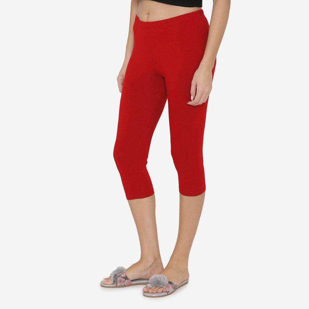 Women's Comfy Classy Capri Leggings - Red – BONJOUR
