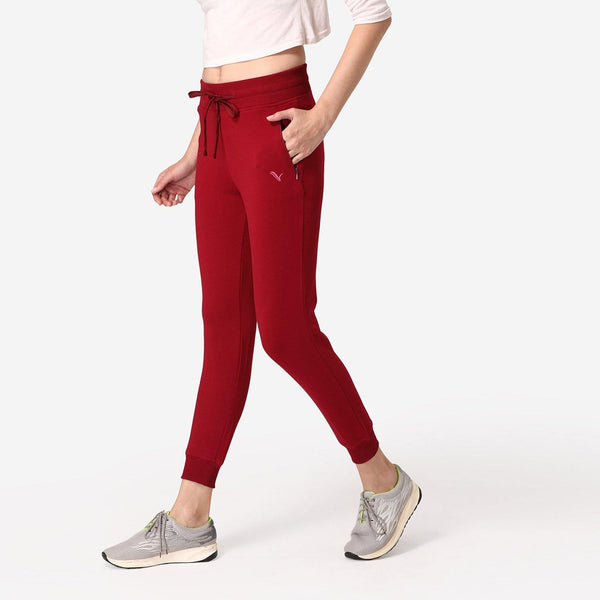 Women's Jogger/Track Pants with Drawstring - Biking Red – BONJOUR