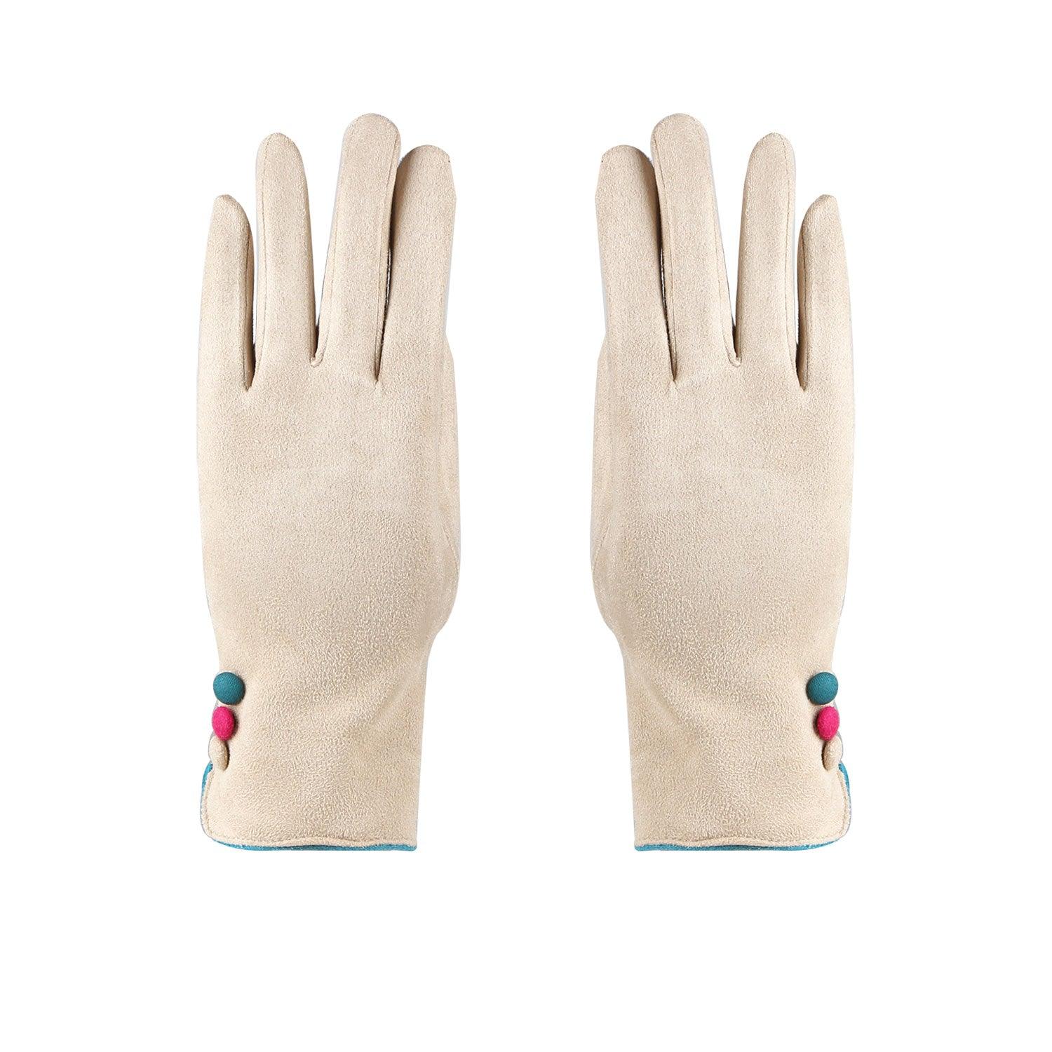 Two Tone Faux Suede Gloves