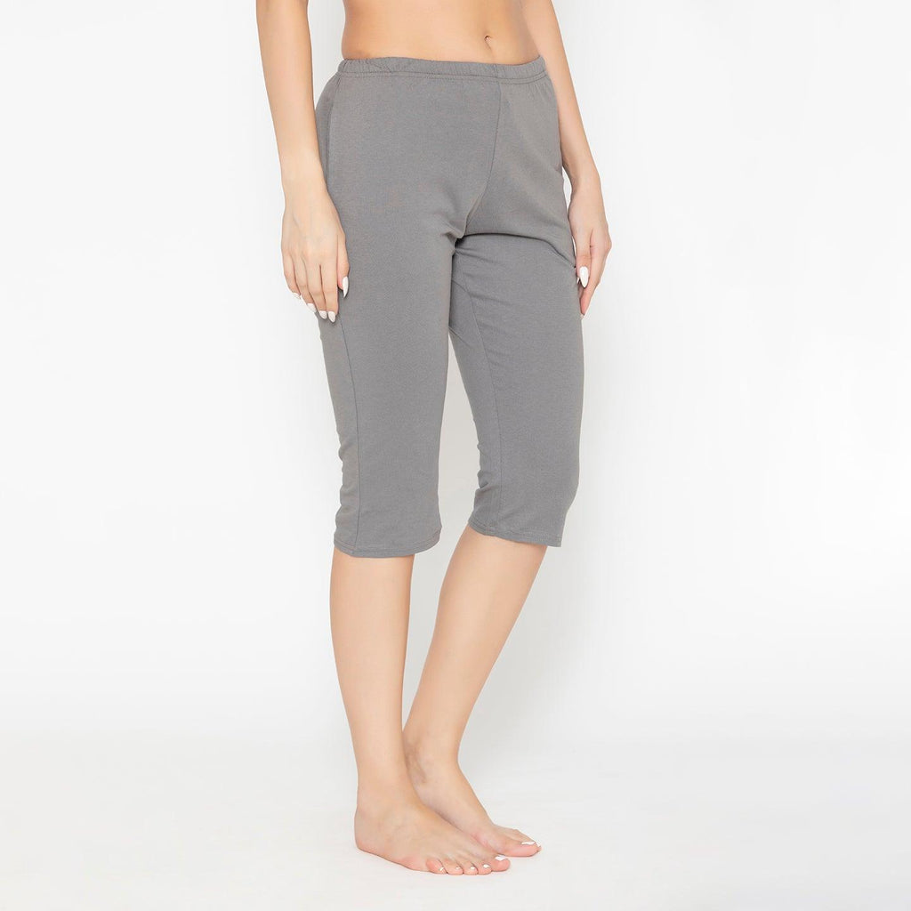 Women's Plain Knitted Capri - Charcoal Grey