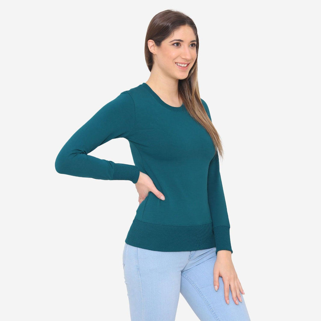 Ladies Plain Round Neck Full Sleeve T-Shirt